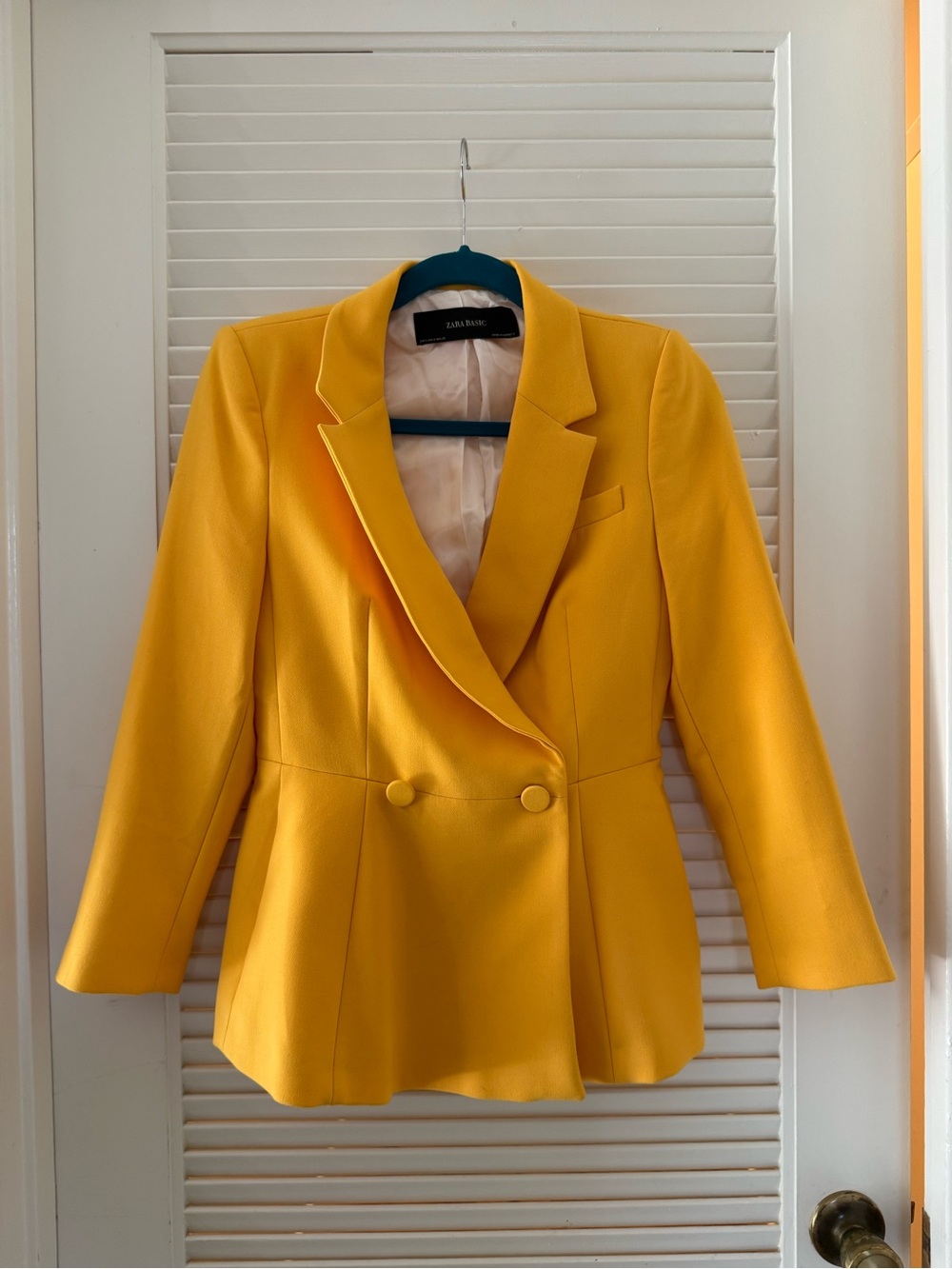 Zara Yellow Double-Breasted Blazer